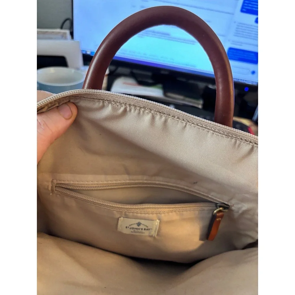 St.Johns Bay Backpack Handbag Adult Size Med Coqnac And Cream Womens